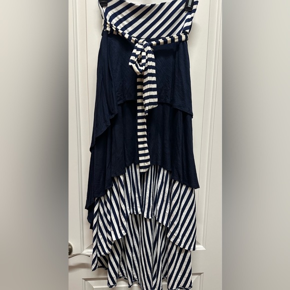 NWOT Joseph Walker Navy Striped Nautical Maxi Skirt Dress Size Small - Picture 1 of 5